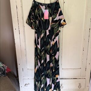 Bloom Chic Tropical Leaf Print Dress